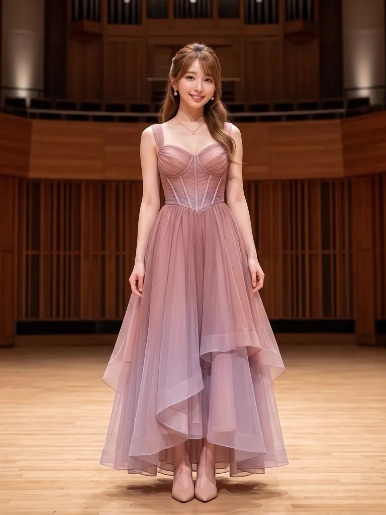 Dusty Rose & Muted Lilac Gradient Chiffon Concert Gown