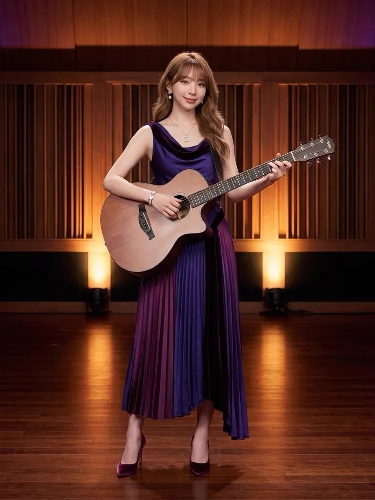 Starry Violet & Royal Plum Silk-Satin Stage Gown
